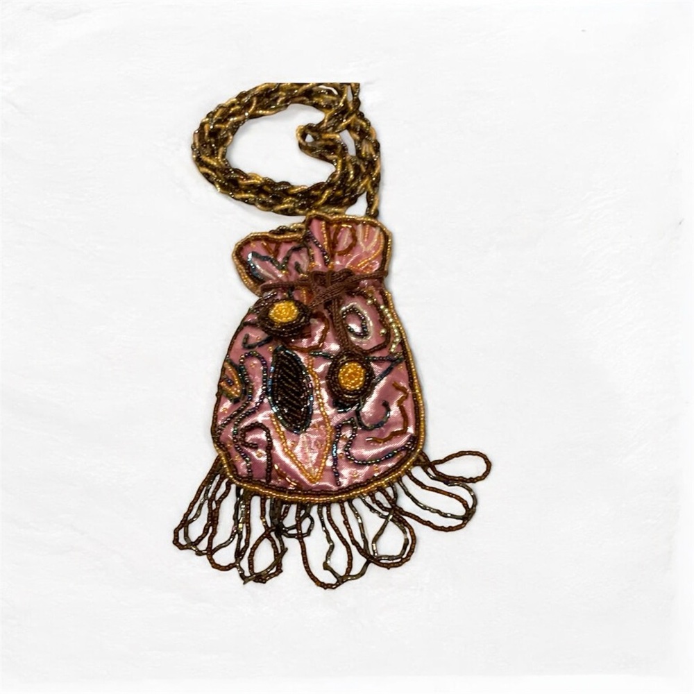 Beaded Pink and Gold Embroidered double sided Cross body Night out Bag